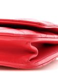 Lambskin Quilted CC Pearl Crush Wallet on Chain WOC Red