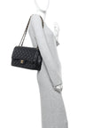 Lambskin Quilted Jumbo Double Flap Black