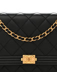 Lambskin Quilted Boy Wallet On Chain WOC Black