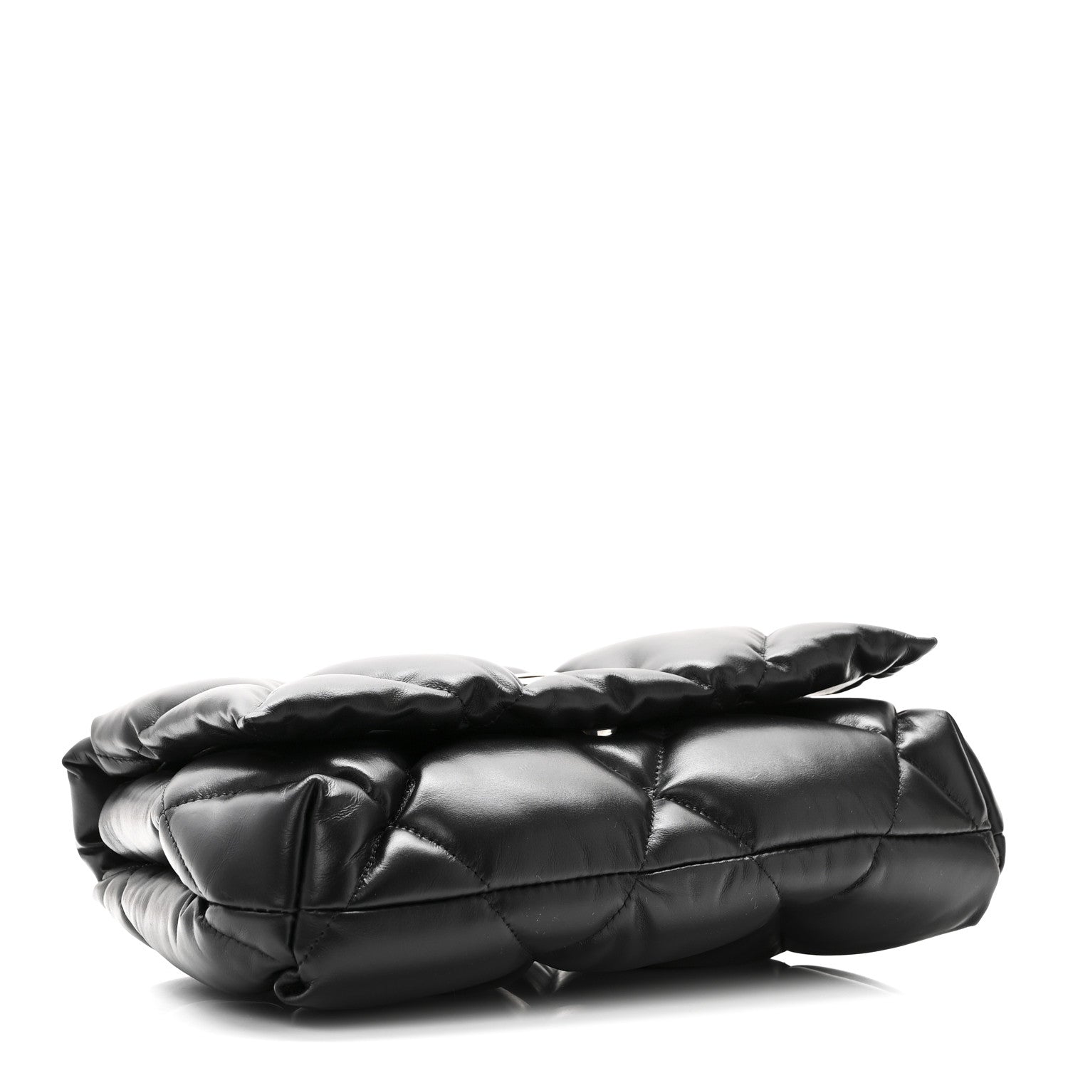 Nappa Calfskin Quilted Touch B Puffy Clutch Black