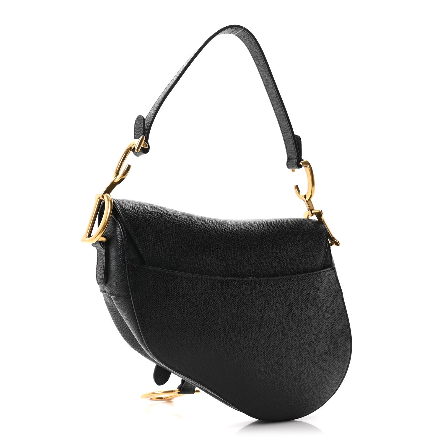 Grained Calfskin Saddle Bag Black