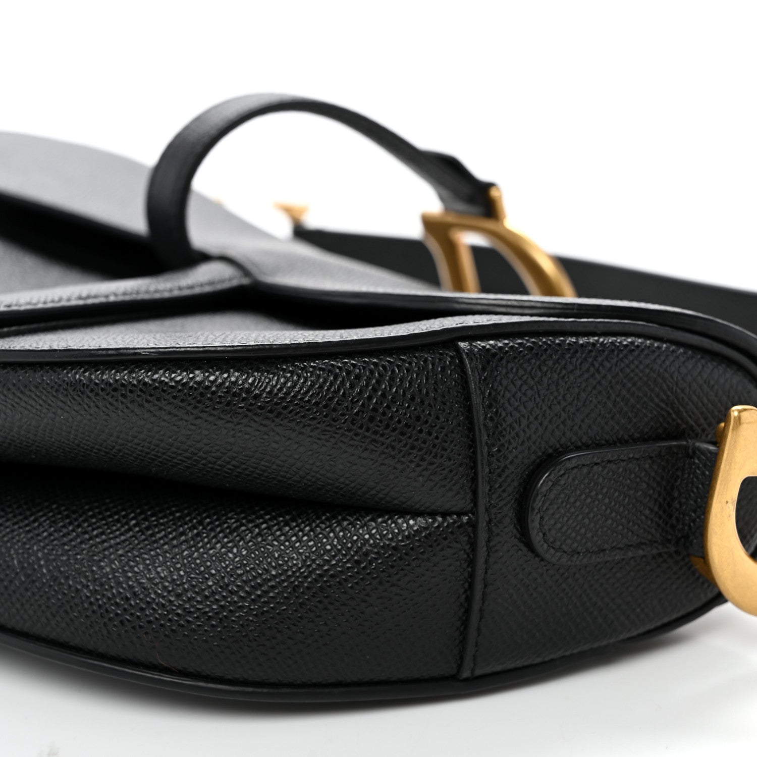 Grained Calfskin Saddle Bag Black