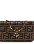 Vitello Soft F is FNDI Bi-Color FF 1974 Embossed Envelope Wallet On Chain with Pouches Maya Black