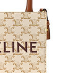 Triomphe Canvas Calfskin Mini Vertical Cabas White