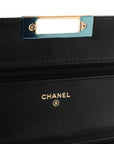 Lambskin Quilted Golden Class Wallet on Chain WOC Black