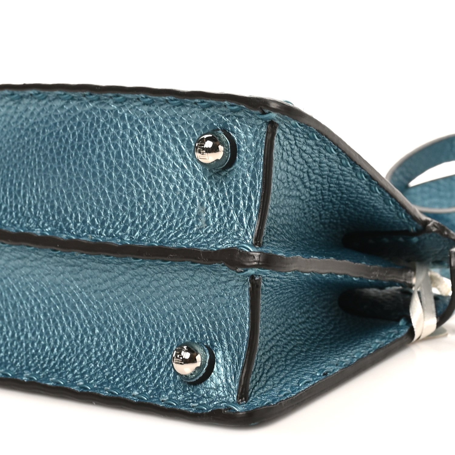 Metallic Cuoio Roma Sellerissima Nappa Sintetica Tape Stitch Petite Peekaboo I SEE U Iconic Satchel Placca Argento