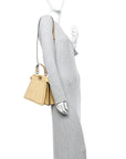 Raffia Embroidered Vitello King Shiny Nappa Intreccio Small Peekaboo I SEE U Satchel Sahara