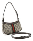 GG Supreme Monogram Textured Dollar Calfskin Web Mini Ophidia Shoulder Bag Beige Ebony New Acero