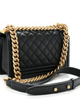 Calfskin Quilted Small Boy Flap Black
