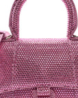 Strass Suede Hourglass Top Handle Bag XS Pink