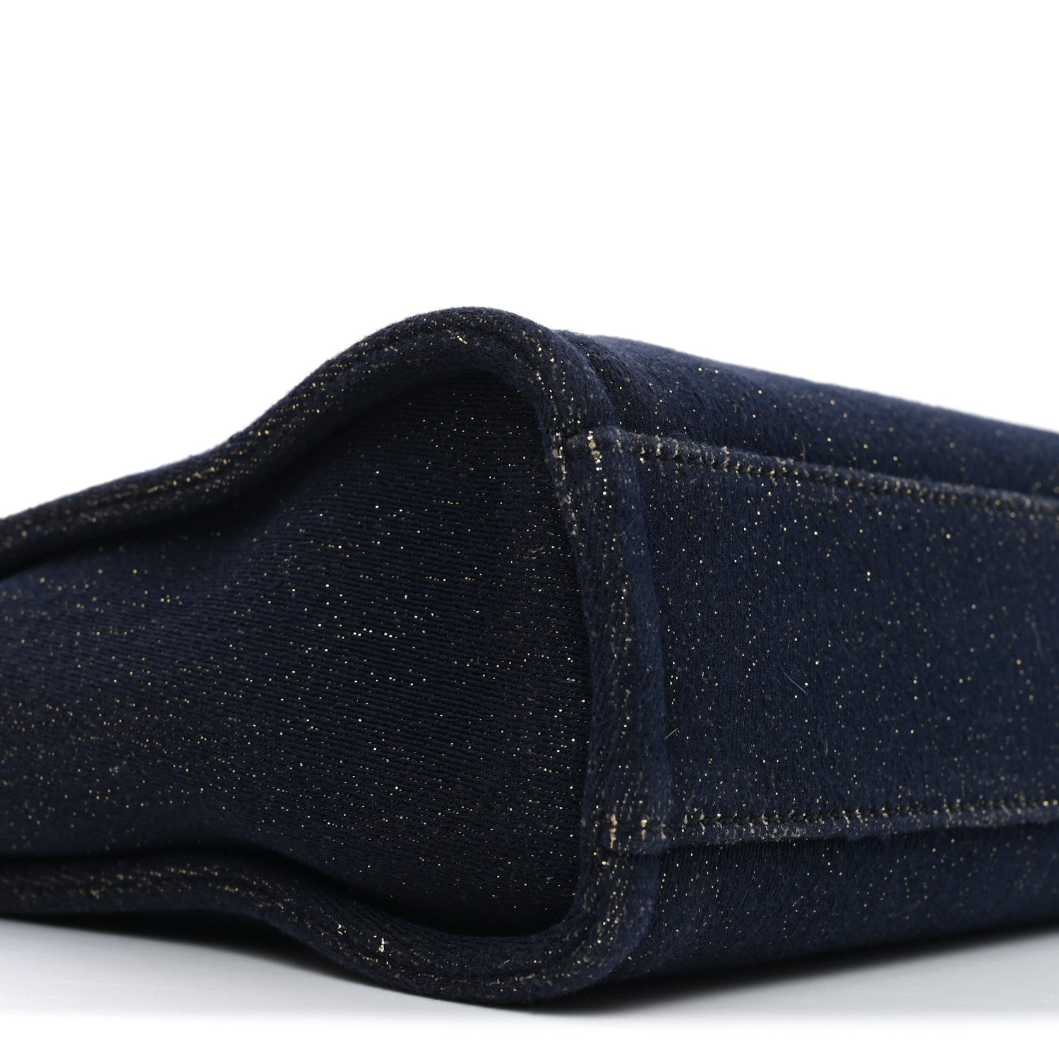 Lurex Canvas Mini Deauville Tote Navy Blue Gold
