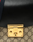 GG Supreme Monogram Web Medium Padlock Messenger Shoulder Bag Black