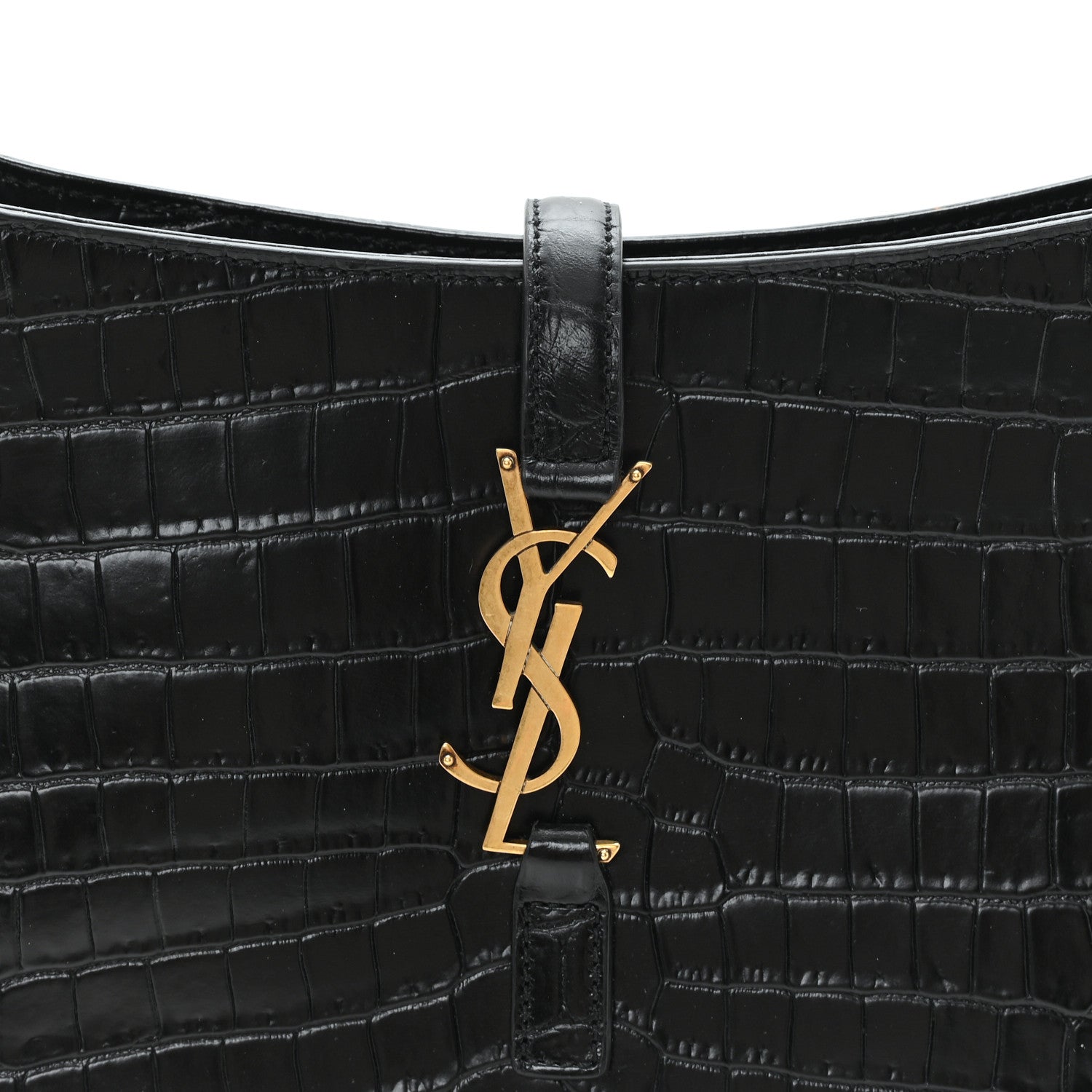 Calfskin Crocodile Embossed LE 5 A 7 Hobo Black
