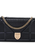 Metallic Patent Micro-Cannage Baby D1ORama Flap Bag Navy Blue