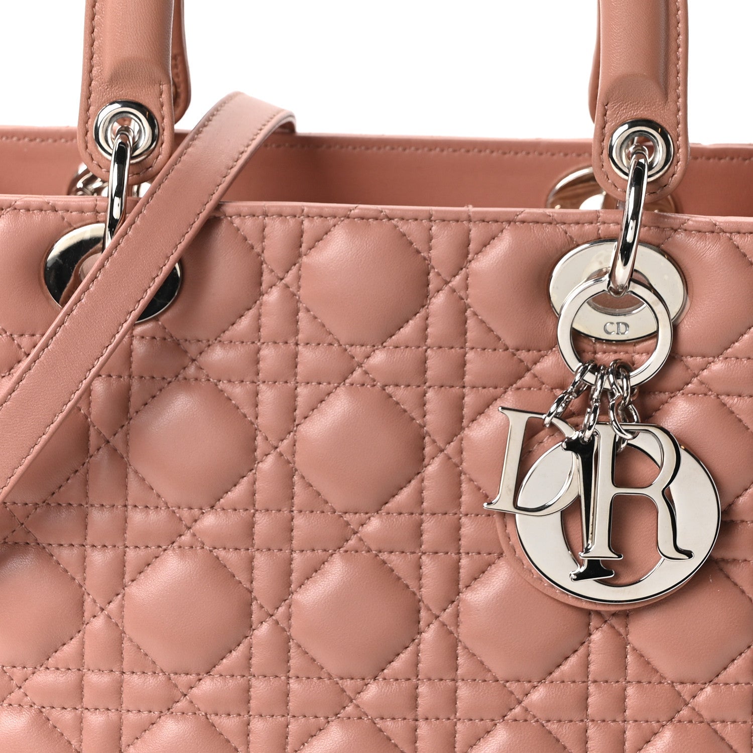 Lambskin Cannage Medium Lady D1OR Bois de Rose