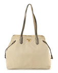 Tessuto Nylon Saffiano Shopping Tote White