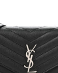 Grain De Poudre Matelasse Chevron Monogram Envelope Chain Wallet Black