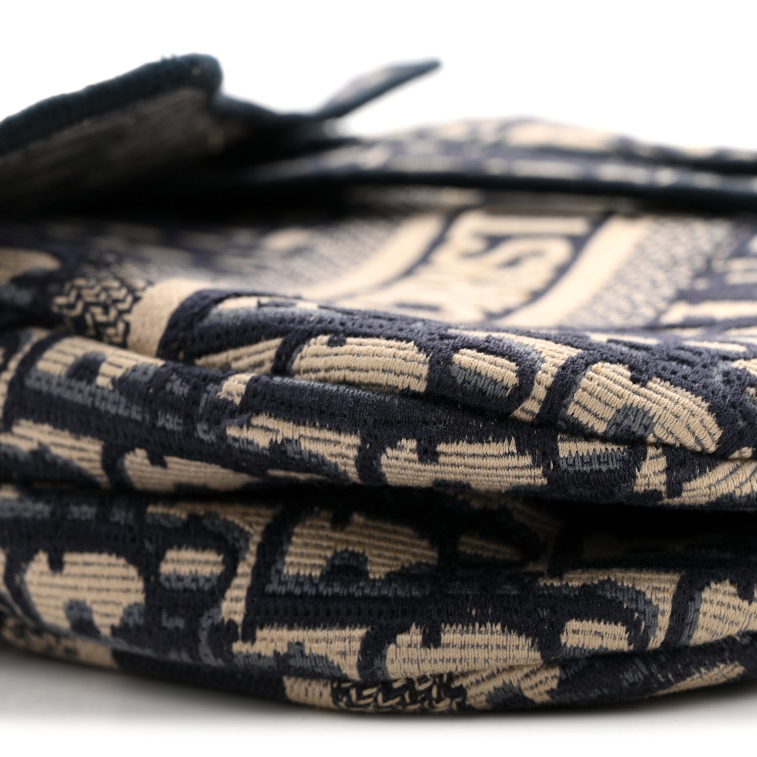 Oblique Embroidered Saddle Bag Blue