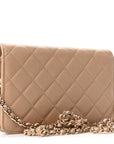 Caviar Quilted Crystal CC Wallet On Chain WOC Beige