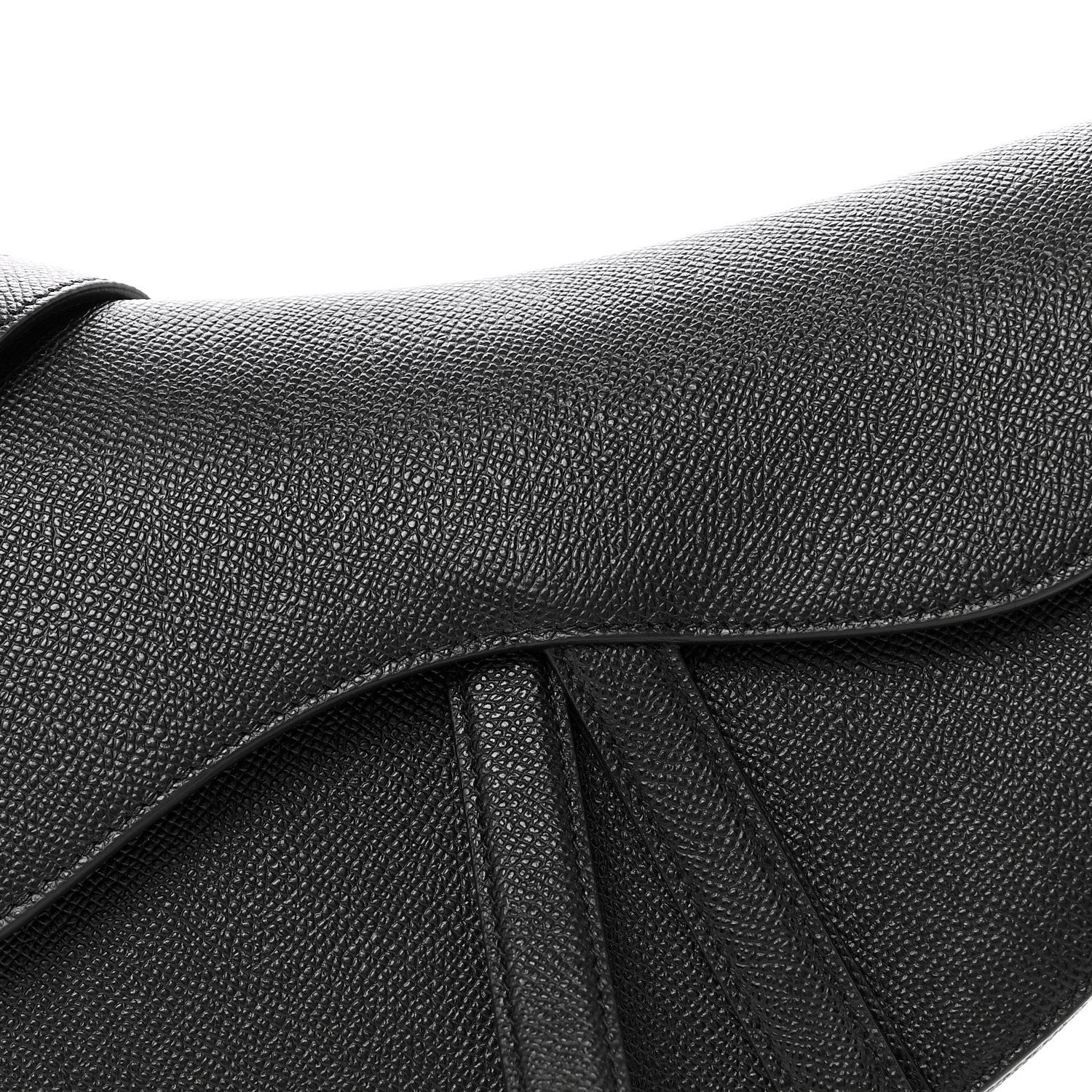 Grained Calfskin Saddle Bag With Strap Black