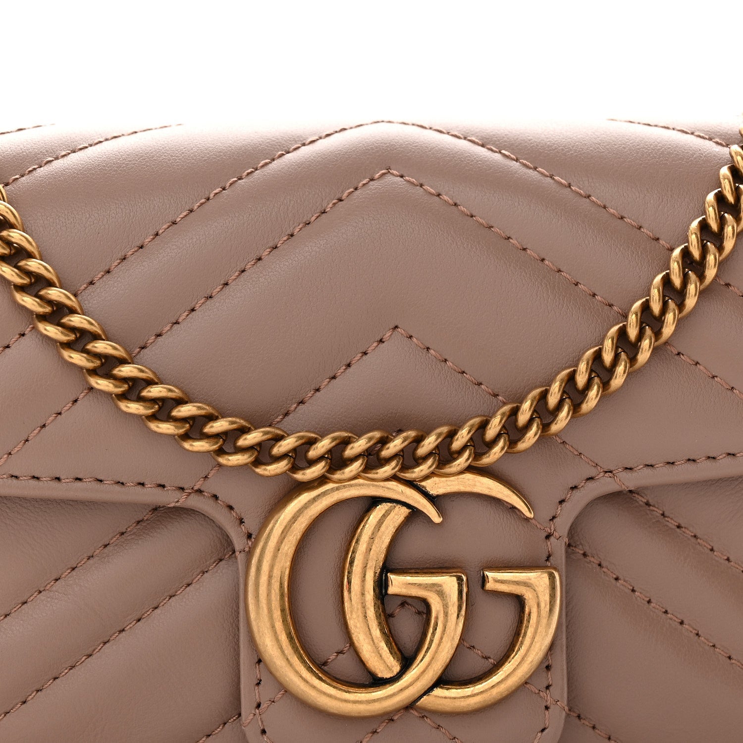 Calfskin Matelasse Super Mini GG Marmont Shoulder Bag Porcelain Rose