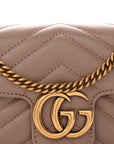 Calfskin Matelasse Super Mini GG Marmont Shoulder Bag Porcelain Rose