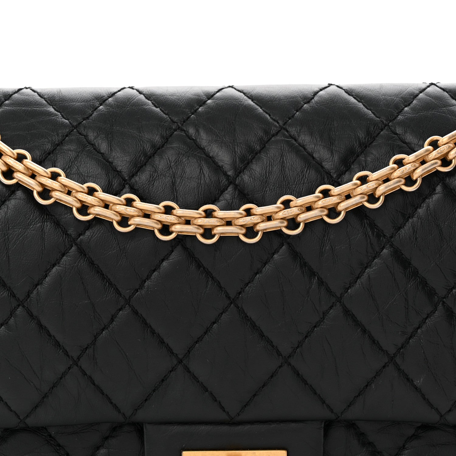 Aged Calfskin Quilted 2.55 Reissue 225 Flap Black
