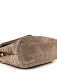 Suede Y Quilted Monogram Medium Loulou Chain Satchel Taupe