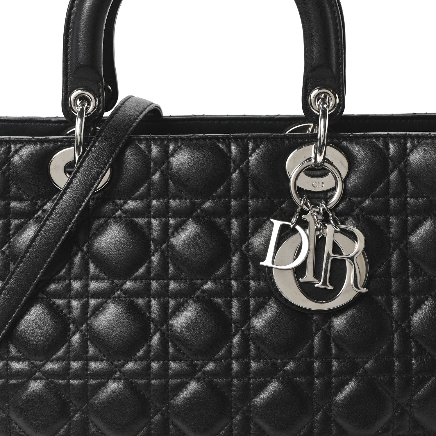 Lambskin Cannage Large Lady D1OR Black
