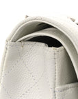 Caviar Quilted Medium Double Flap White