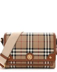 Coated Canvas Calfskin Vintage Check Medium Note Crossbody Bag Briar Brown
