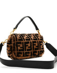 Shearling Vitello Dolce Macro FF 1974 Baguette Tobacco Black
