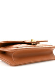 Lambskin Quilted Preppy Satchel Wallet On Chain WOC Brown