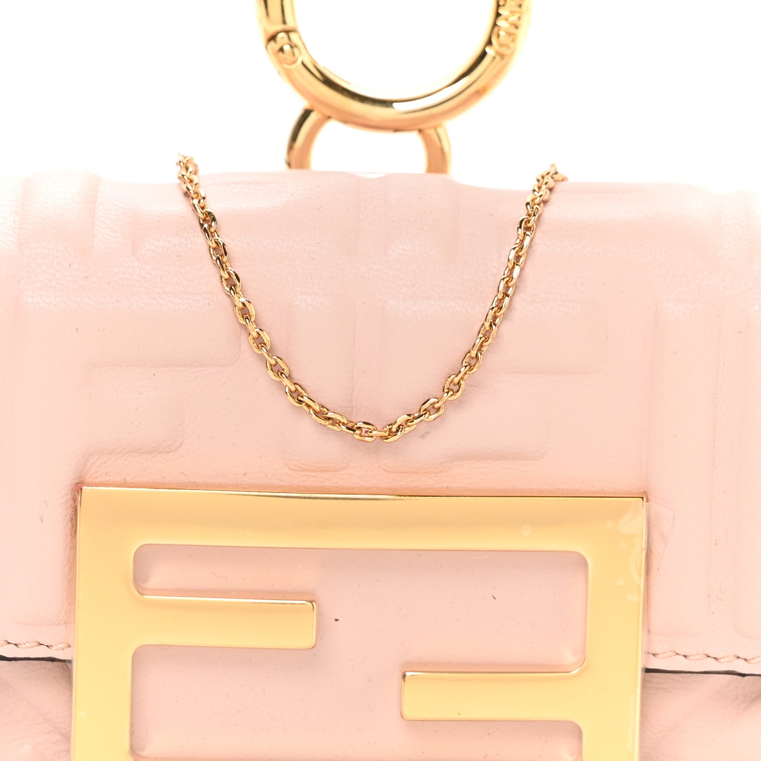 Nappa Matisse FF Embossed Nano Maxi Buckle Baguette Charm Rosa Quarzo