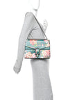 Calfskin Blooms Print Medium Dionysus Shoulder Bag Bright Emerald Multicolor