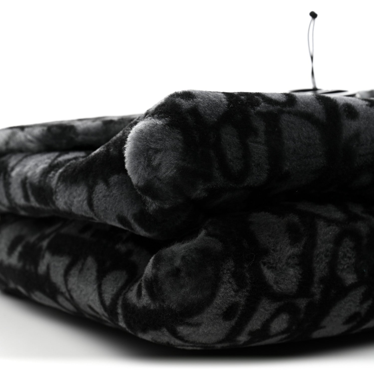 Oblique Mink Fur Saddle Soft Bag Dark Grey