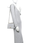 Metallic Grained Calfskin D1ORama Wallet on Chain Pouch Silver