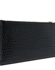 Calfskin Crocodile Embossed Monogram Uptown Wallet Black