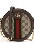 GG Supreme Monogram Web Mini Ophidia Round Shoulder Bag Brown