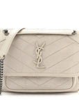 Crinkled Calfskin Matelasse Monogram Baby Niki Chain Satchel Blanc Vintage