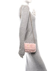 Faux Fur Quilted Virtus V Mini Chain Flap Shoulder Bag English Rose