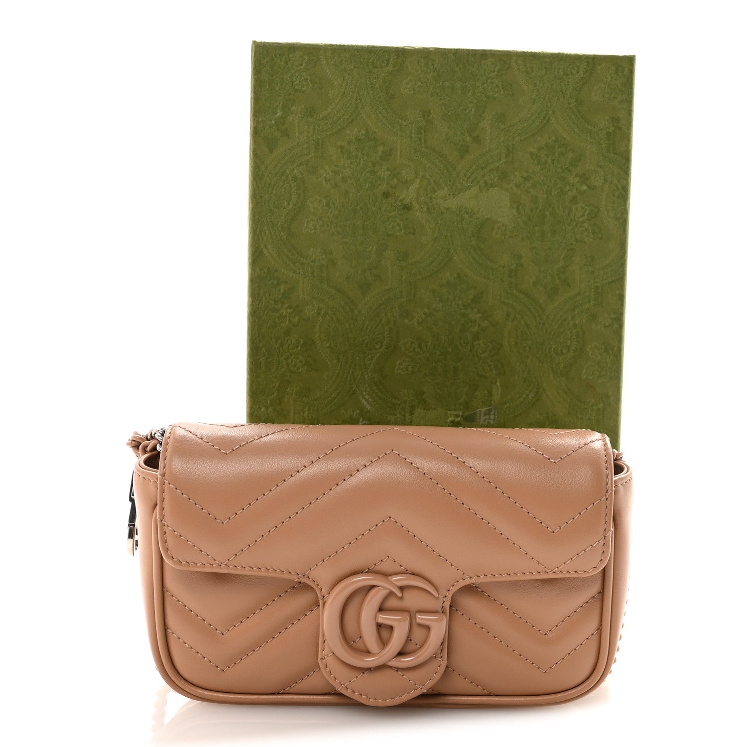 Calfskin Matelasse Monochrome Super Mini GG Marmont Shoulder Bag Camelia
