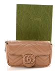 Calfskin Matelasse Monochrome Super Mini GG Marmont Shoulder Bag Camelia