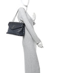 Calfskin Y Quilted Monogram Medium Loulou Chain Satchel Storm