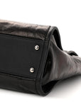 Glazed Calfskin Small Deauville Tote Black