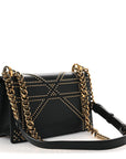 Lambskin Studded Medium D1ORama Flap Bag Black