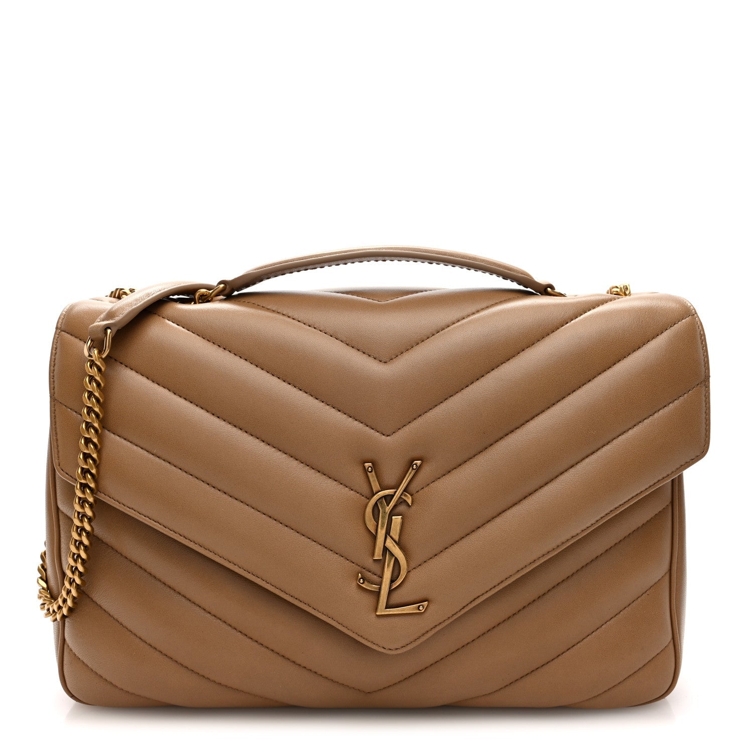Lambskin Chevron Quilted Large LouLou Natural Tan