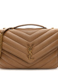 Lambskin Chevron Quilted Large LouLou Natural Tan