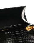 Calfskin Crocodile Embossed Small Classic Monogram Kate Tassel Satchel Black