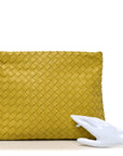 Nappa Intrecciato Fold Clutch Lemon